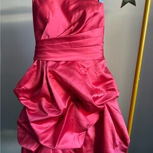 Pretty Maids Fuchsia Satin Prom Dress